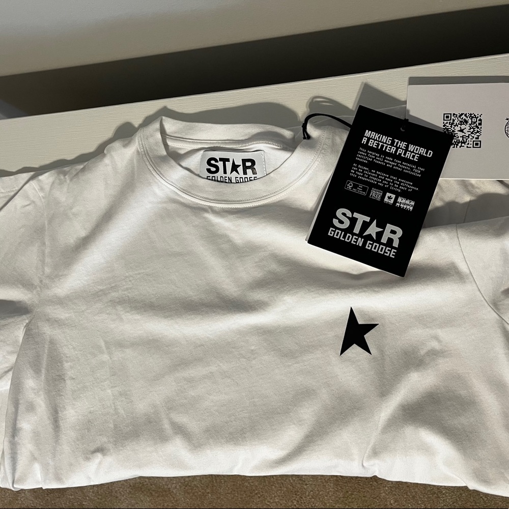 NWT Womens Golden Goose White & Black Tee sz L - Picture 2 of 2